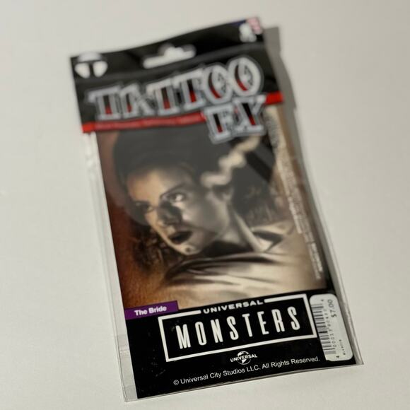 🧟♀️ NWT Temporary Tattoo The Bride of Frankenstein Universal Monsters Epic - Picture 1 of 3